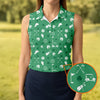 Maxcorners Golf Items Seamless Pattern St. Patrick’s Day Shamrock Golf Shirt, Women's Golf Tops, Ladies Golf Polos