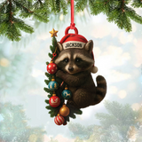Maxcorners Personalized Raccoon Acrylic Christmas Ornament – Cute Holiday Gift - Perfect Gift for Kids & Animal Lovers LM0411