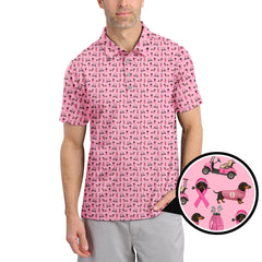 Maxcorners Breast Cancer Golf Shirt, Dachshund Golf Shirt, Pattern Golf Shirt For Golfer