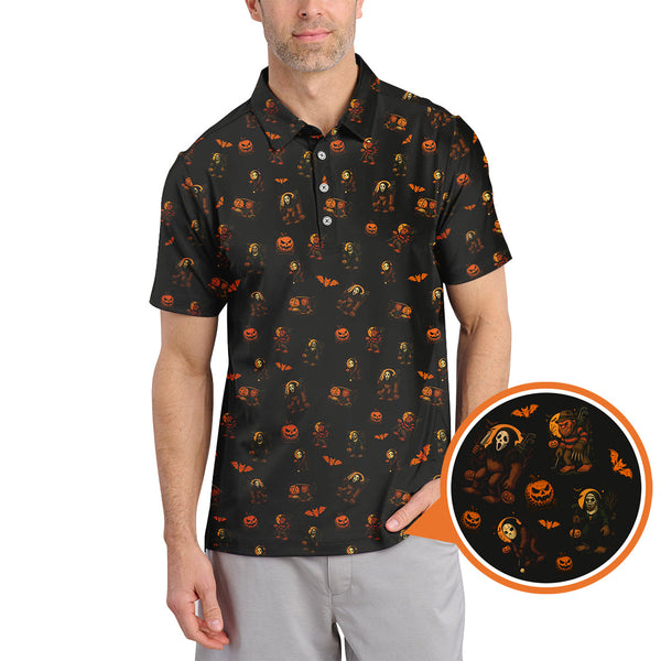 Maxcorners Funny Pattern Golf Shirt, Bigfoot Golf Shirt, Halloween Golf Shirt For Golfer