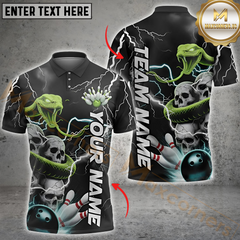 Maxcorners Bowling Viper And Skull Thunder Multicolor Options Personalized Name, Team Name 3D Shirt