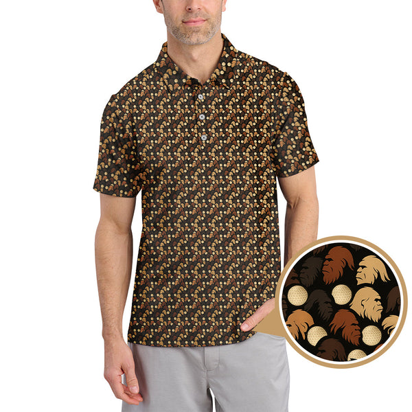 Maxcorners Sasquatch Pattern Golf Shirt, Bigfoot Golf Shirt For Golfer, Crazy Golf Shirt For Men