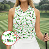 Maxcorners Dark Stout Beer St Patrick's Day Shamrocks White Golf Shirt, Women's Golf Tops, Ladies Golf Shirt