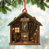 Maxcorners Personalized Hunter’s Cabin Ornament, Custom Log Cabin Christmas Decoration for Outdoor Lovers

 LM0411