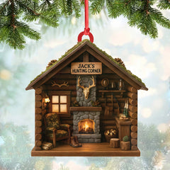 Maxcorners Personalized Hunterâ€™s Cabin Ornament, Custom Log Cabin Christmas Decoration for Outdoor Lovers

 LM0411