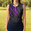 Maxcorners Purple Claw Marks Hawaiian Golf Shirt, Scratch Print Women's Golf Tops, Ladies Golf Shirts LM1507