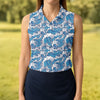 Maxcorners Japanese Wave Art Hawaiian Golf Shirt, Summer Ocean Women's Golf Tops, Ladies Golf Shirts LM1507