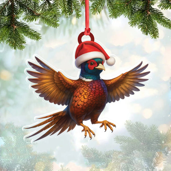 Maxcorners Christmas Pheasant Acrylic Christmas Ornament – Funny Hunting Bird Decor Gift for Hunters & Outdoor Lovers LM0411