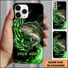 Maxcorners Fishing Green Flame Energy Personalized Name Phone Case (10 Fish Species)