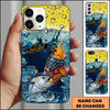 Maxcorners Fishing Phone Case Beer Splash Fishing Graphic Personalized Name 3D Phone Case (10 Fish Species)