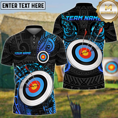 Maxcorners Polynesian Tribal Target Archery Personalized Name 3D Shirt