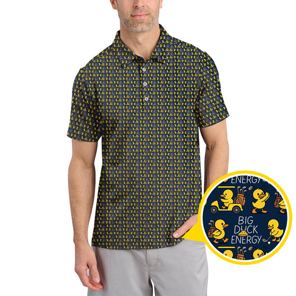 Maxcorners Big Duck Energy Pattern Golf Shirt For Golfer, Duck Golf Shirt, Funny Golf Shirt For Men