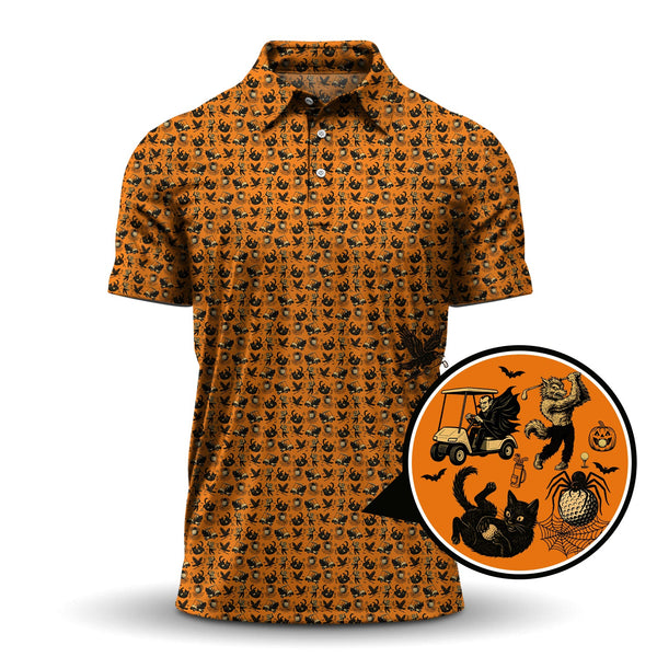 Maxcorners Funny Pattern Golf Shirt, Halloween Golf Shirt For Golfer, Golf Gift For Men