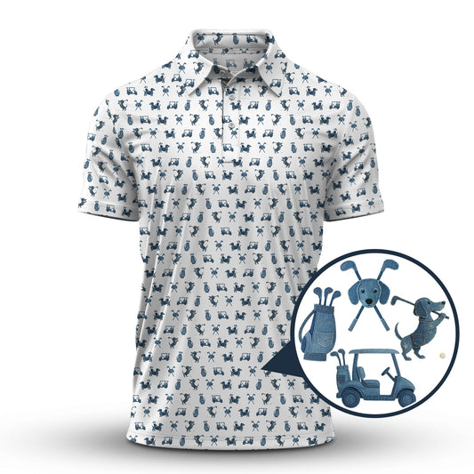 Maxcorners Dachshund Golf Shirt For Golfer, Funny Pattern Golf Shirt, Dog Golf Shirt, Golf Gift For Men