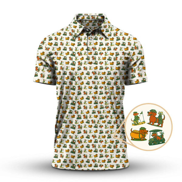 Maxcorners Dachshund Pattern Golf Shirt – Funny Dog Golf Polos For Pet Lovers - Golf Gift For Golfers