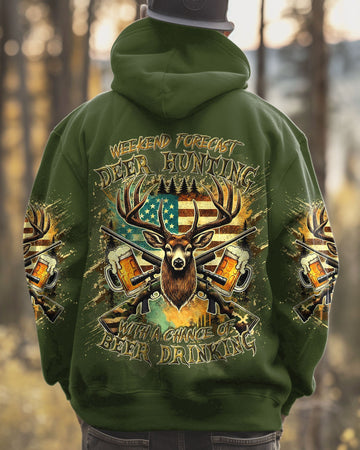 Maxcorners Weekend Forecast Deer Hunting With A Chance Of Beer Drinking All Over Print LM1601