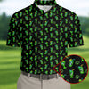 Maxcorners Neon Green Cocktails Three Leaf Clover St Patrick's Day Golf Shirt, Golf Gift For Men, Golf Shirts For Men