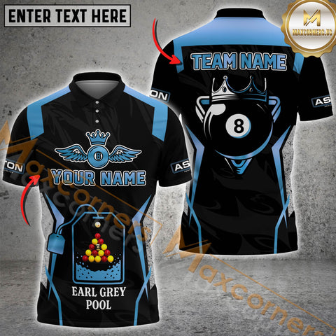 Maxcorners Billiard Ball 8 Golden Premium Pattern Multicolor Option Customized Name, Team Name 3D Polo Shirt (4 Colors) For Mario