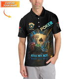 Funny Poker Shirts, Custom Name Poker Shirt, Men’s Poker Polos, Kiss My Ace