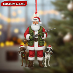 Maxcorners Personalized Santa Hunter Christmas Ornament - Funny Dog Lover Acrylic Holiday Decor LM0411
