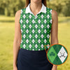 Maxcorners St Patrick's Day Shamrock Argyle Pattern Green And White Argyle Golf Shirt, Women's Golf Tops, Ladies Golf Polos