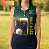 Maxcorners Hello Darkness My Old Friend Golf And Beer St Patrick's Day Green Women's Golf Tops, Ladies Golf Polos