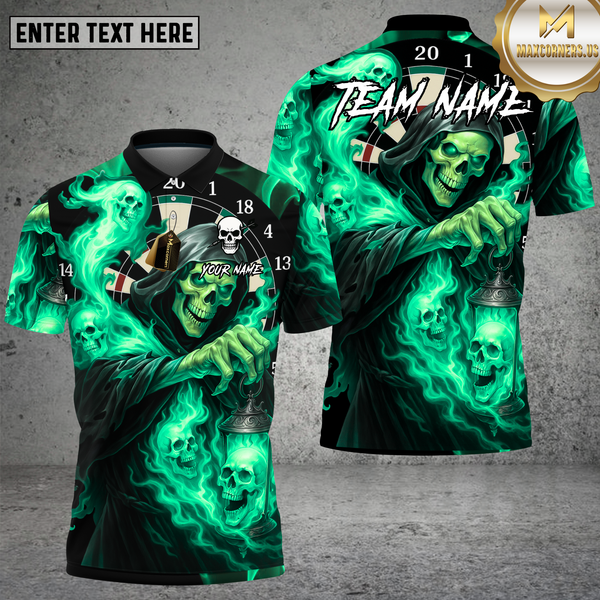 Maxcorners Grim Reaper Dartboard  Flames Multioptions Personalized Name, Team Name Unisex 3D Shirt (4 Colors)