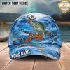 Maxcorners Fishing Ocean Anchor Wave Personalized Name 3D Cap (12 Fish Species)