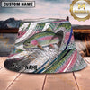 Maxcorners Fishing Metallic Green Fish Scale Abstract Sport Personalized 3D Bucket Hat (13 Fish Species)
