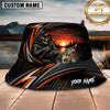 Maxcorners Skeleton Angler Fishing Orange Sunset Personalized Name 3D Bucket Hat (12 Fish Species)