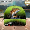 Maxcorners Fishing Lime Green Scale Personalized Name 3D Cap (12 Fish Species)