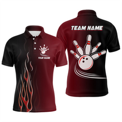 Maxcorners Bowling Flame Basic Bowling Team Multicolor Option Customized Name 3D Shirt