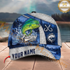 Maxcorners Fishing  Splash Water Fish Scale Lake View Personalized Name 3D Cap (12 Fish Species)
