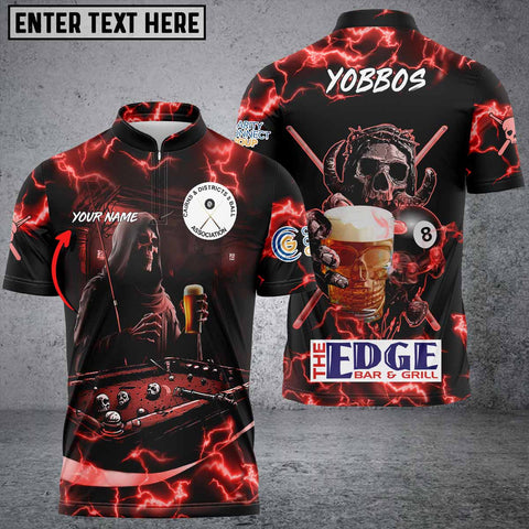 Maxcorners Ball 8 Skull Hell Reaper And Beer Billiard Jersey Multicolor Options Personalized Name, Team Name 3D Polo Shirt For Nick