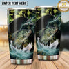 Maxcorners Fishing Tumbler Green Camouflage Moonlight Design Personalized Name Tumbler (13 Species)