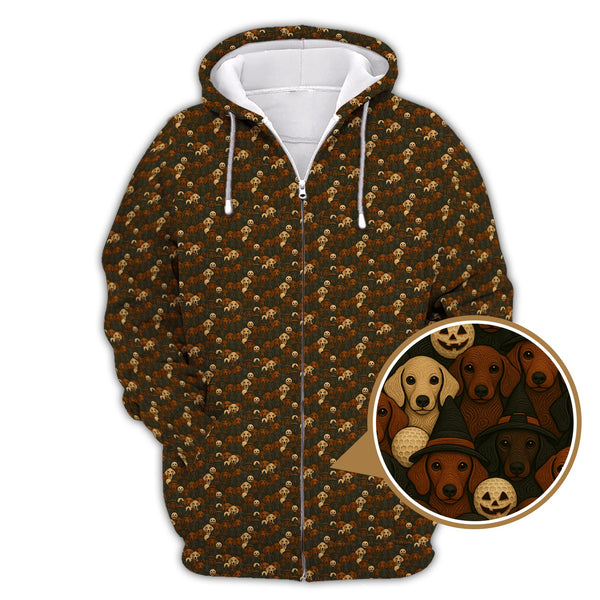 Maxcorners Halloween Golf Shirt, Dachshund Golf Shirt For Golfer, Funny Pattern Golf Shirt For Men