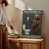 Maxcorners Funny Beer Bear Canvas – Hilarious Bathroom & Bar Wall Art LM2611