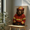 Maxcorners Firefighter Bear Canvas Heroic Animal Wall Art for Home & Office LM2611