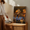 Maxcorners Tiger vs Lion Boxing Canvas Epic Animal Fight Wall Art LM2611