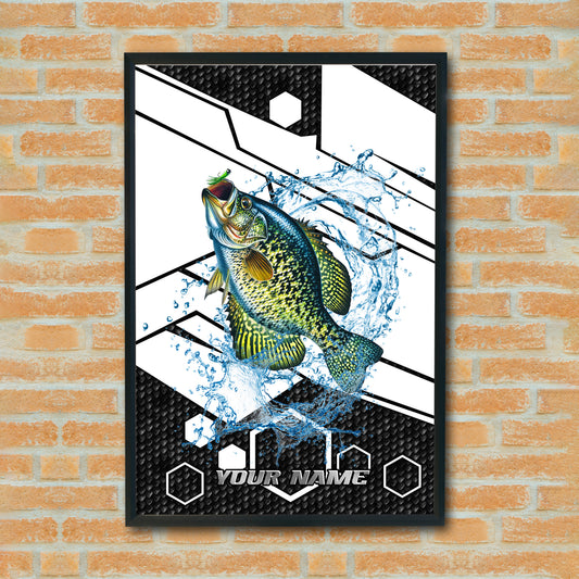 Maxcorners Crappie Fishing Tech Carbon Geometry Splash Design Personalized Name 3D Poster