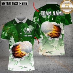 Maxcorners Golf Lightning Ball Fire Multicolor Customized Name, Team Name 3D Shirts