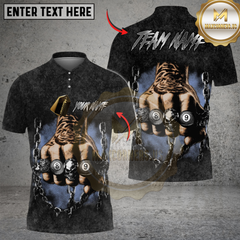 Maxcorners Billiards 8-Ball Punch Ring Washed Pattern Personalized Name, Team Name Unisex Shirt (4 Colors)