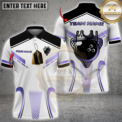 Maxcorners Royal Bowling Champion Multicolor Customized Name, Team Name 3D Shirts| White