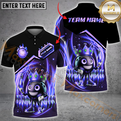 Maxcorners Crowned Flame Bowling Jersey Multicolor Option Customized Name, Team Name 3D Polo Shirt