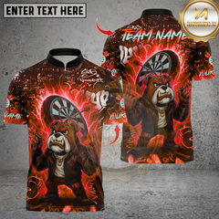 Maxcorners Darts Bulldog Fire Flames Multicolor Customized Name, Team Name 3D Shirts