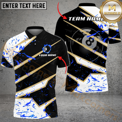 Maxcorners Billiard Ball 8 Black White Stain Multicolor Options Personalized Name, Team Name 3D Shirt