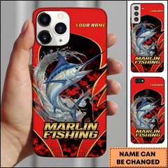 Maxcorner Marlin Fishing Jumping Water Fisherman Silhouette Personalized Name 3D Phone Case