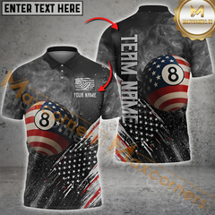 Maxcorners American Pride 8-Ball Billiard Jersey Personalized Name 3D Unisex Shirt
