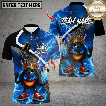 Maxcorners Thunder King Bowling Multicolor Customized Name, Team Name 3D Shirts