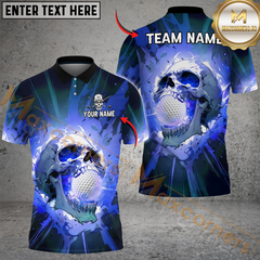 Maxcorners Skull Blast Golf Polo Shirt, Customized Name & Team Name 3D Shirts (4 Colors)